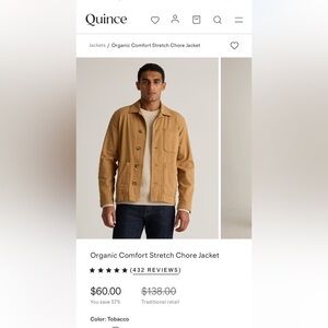 Organic Comfort Stretch Chore Jacket - Tobacco color